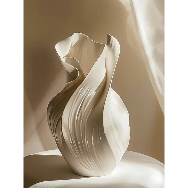 17.5cm Nordic Ceramic Vase Abstract Grass Dried Real Flower Living Dinning Room Cabinet Office Desktop Decoration Gift