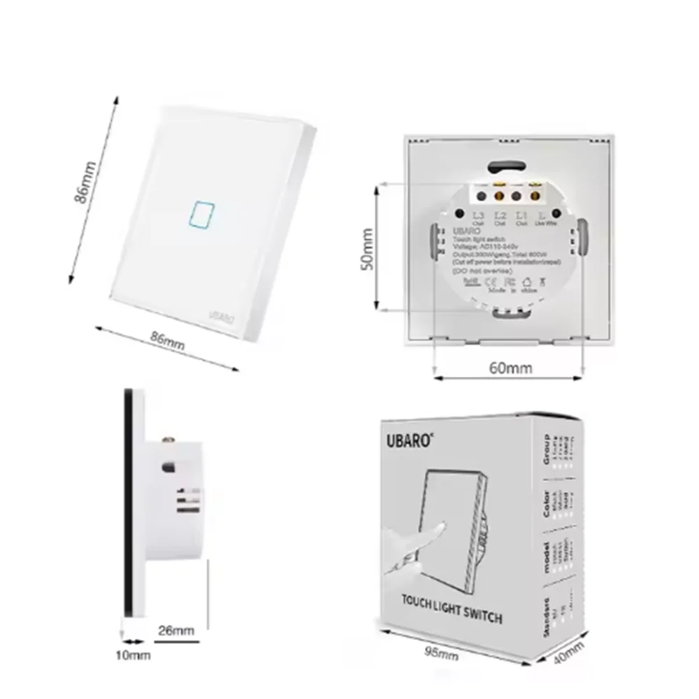 SIXWGH-interruptor de pared inteligente moderno, 1/2/3 entradas, vidrio templado ignífugo Total, interruptor de luz sensible al tacto, interruptores de Control remoto