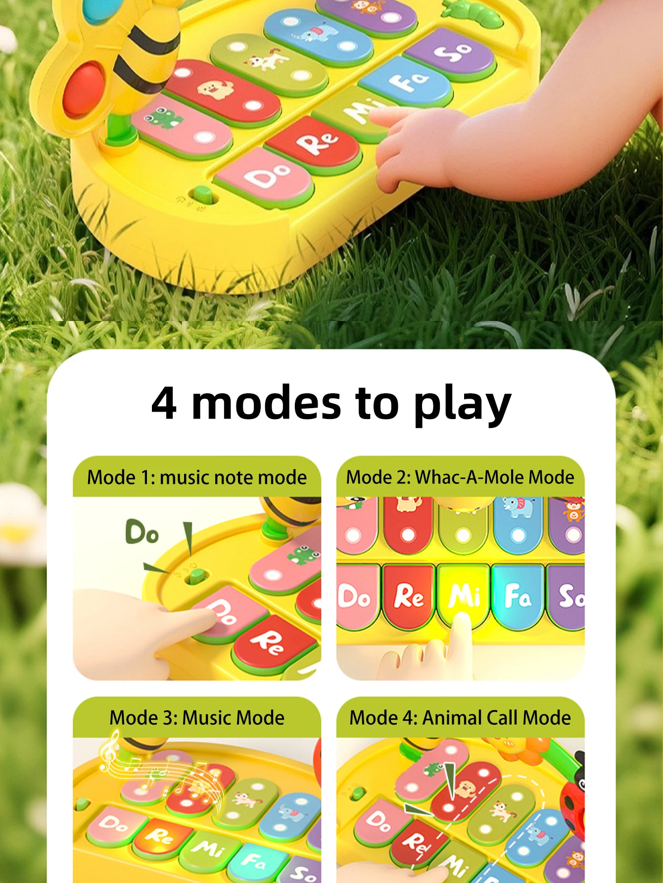 Klaviertastatur Insektenform Elektronisches Musikinstrument Kleinkind Frühpädagogisches Sinnesspielzeug Baby Kinder Geburtstagsgeschenk