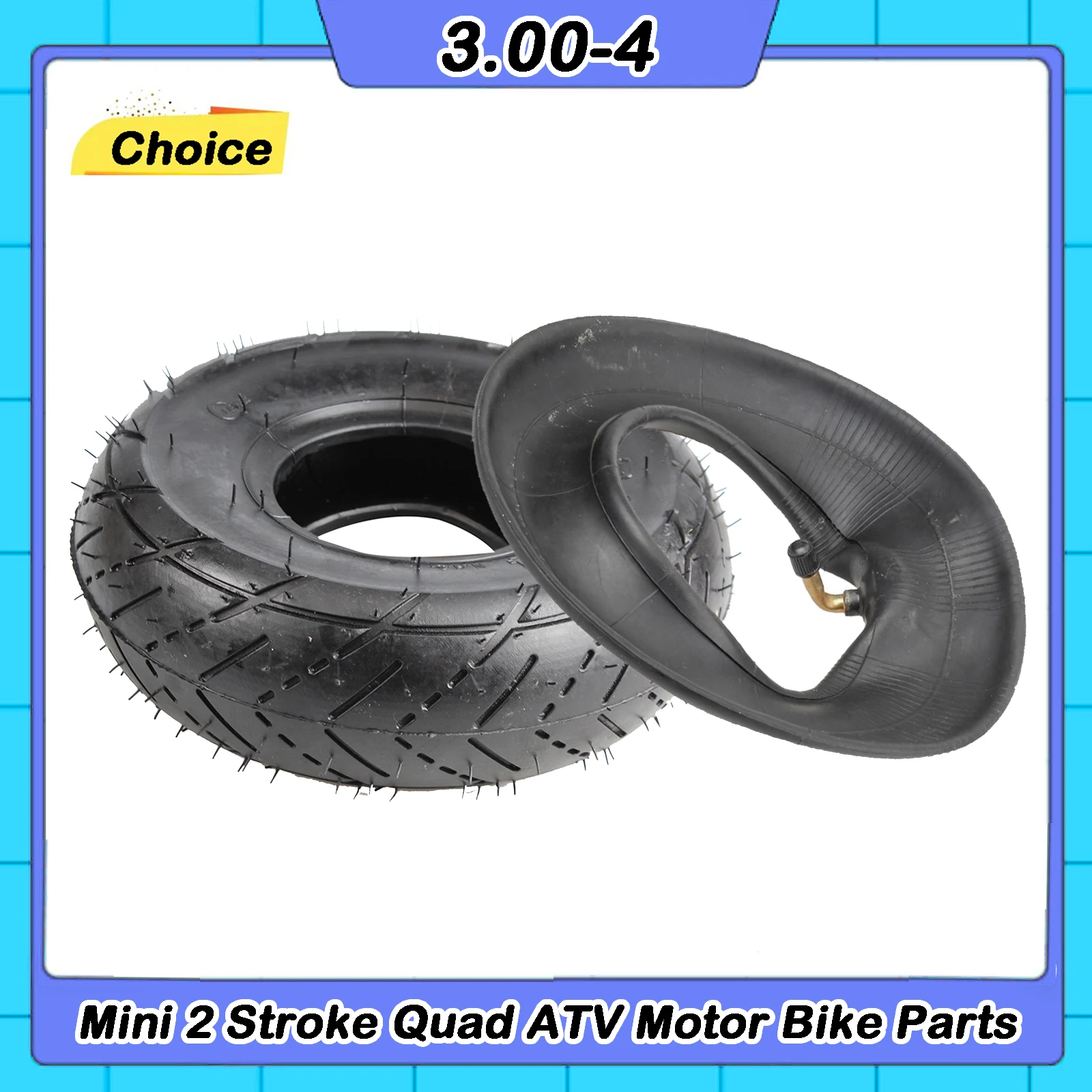 Neumático y cámara de aire para scooter 3.00-4, compatible con mini cuatrimotos de 2 tiempos, piezas de moto (10''x3'', 260x85) para Razor Pocket E300 E325