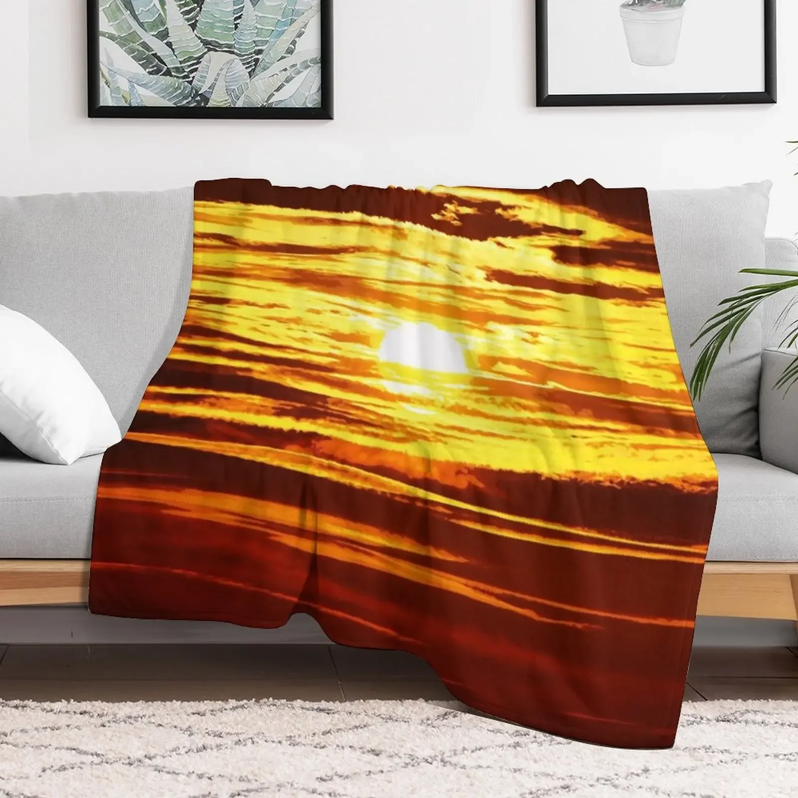 Setting Sun Throw Blanket Camping Plaid on the sofa Decorative Beds Blankets