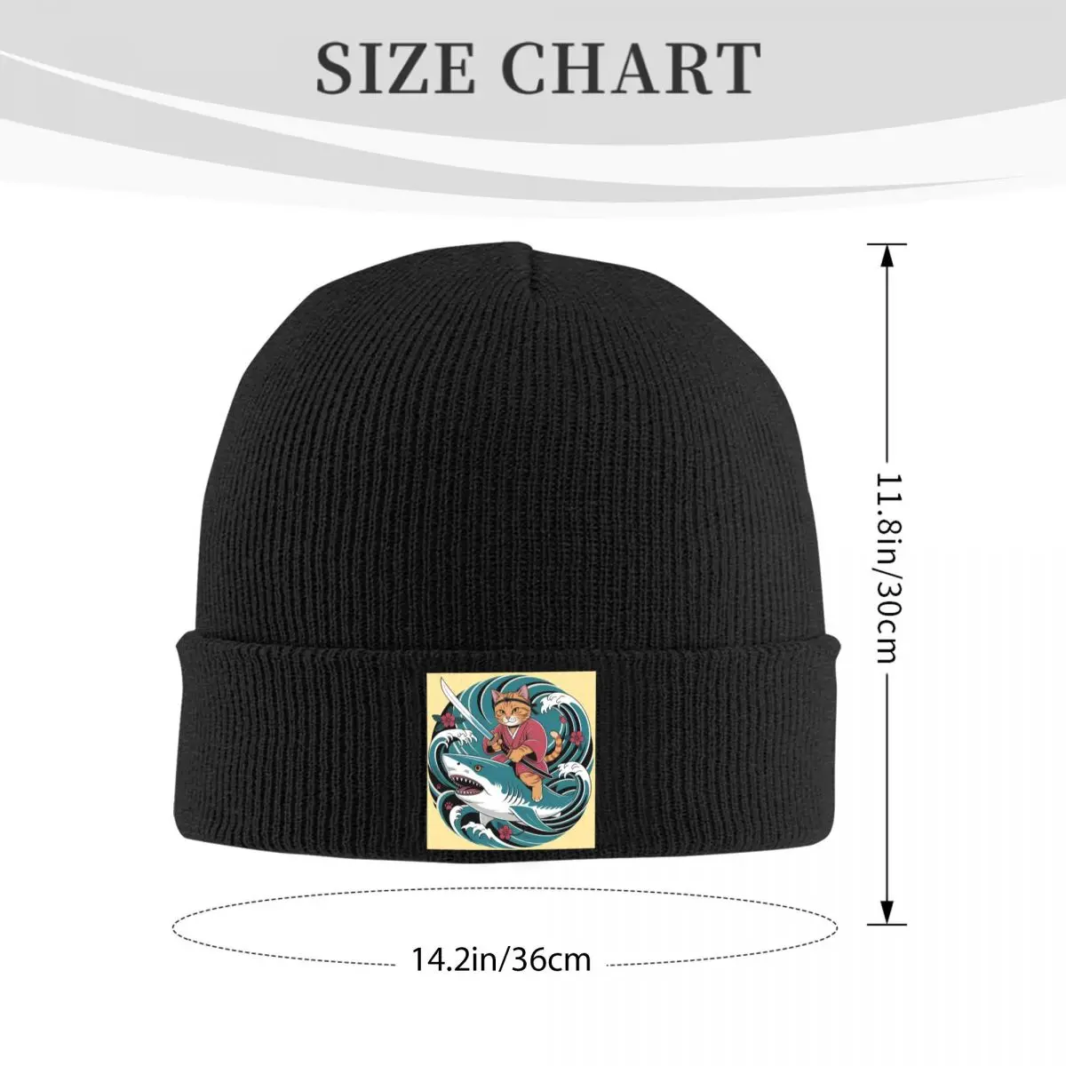 Cat Ride Shark Sea Waves Warm Knitted Cap Winter Knit Bonnet Hat Skullies Beanies Hip Hop Caps for Unisex