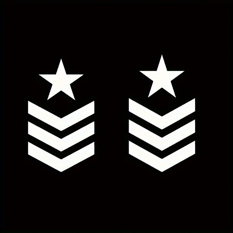 

2PCS/SET White Star & Chevron Stripes Sticker Black Background Decorative Decal For Car Laptop Accessories