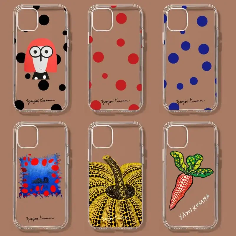 Yayoi Kusama Art Phone Case For iPhone 11 12 Mini 13 14 Pro XS Max X 8 7 6s Plus 5 SE XR Transparent Shell