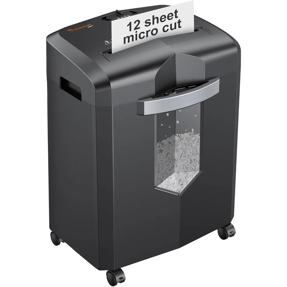 12-Sheet Micro Cut Shredders for Home Office, 60 Minute P-4 Security Level Paper Shredder for CD, Credit Card, Mails, Staple