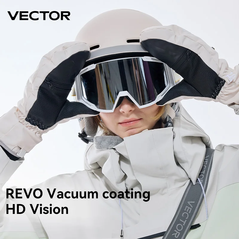 VECTOR Small Ski Goggles Frame Print Strap for Men Women Interchangeable Magnetic Lens UV400 Sunglasses Anti-fog Snow Glasses