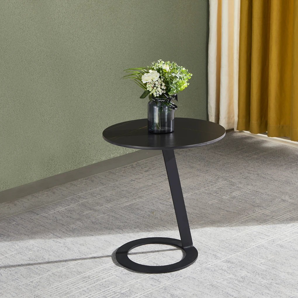 Afternoon Tea Coffee Table Nordic Design Black Round Coffee Table with Round Table Base