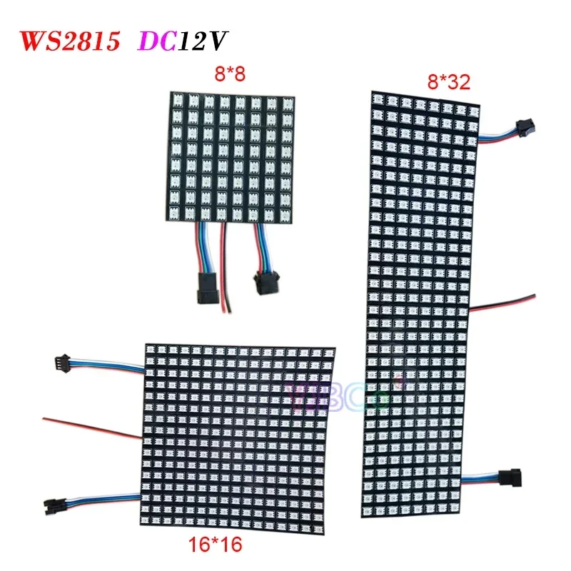 Imagem -03 - Rgb Flexível 16x16 8x32 256leds Pixel Painel Matriz Tela 12v Ws2815 Módulo Led Ws2812 Luz Endereçável Individualmente 5v Ws2812b