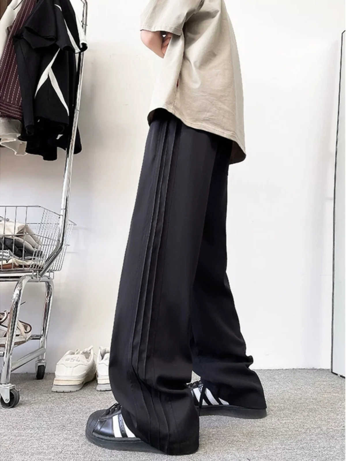 

Мужские летние тонкие брюки American Sle в полоску из ледяного шелка с охлаждающим эффектом, повседневные свободные прямые брюки, быстросохнущие спортивные длинные брюки