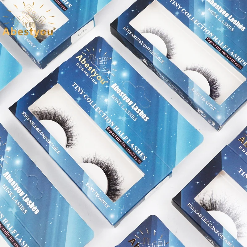 Abestyou Luxury Real Mink Black mix Blue 11-17mm Fluffy Colored Lashes Reusable Wispy Eyelash Extensions Supplies Female Makeup