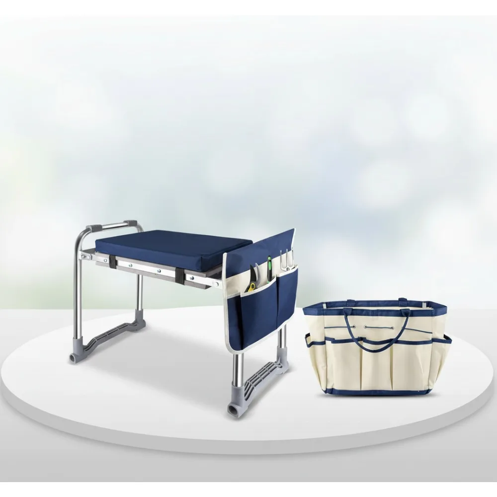 

Foldable Garden Kneeler Seat with Thick Cushion & Tool Pouches - Relief Knee Back Pain for Seniors Women Men