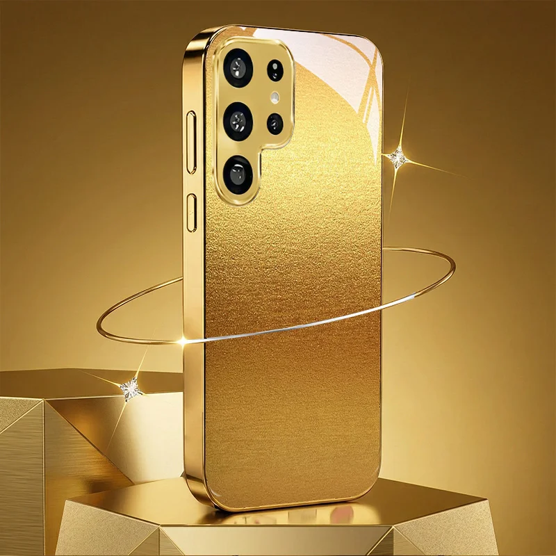 Fashion gold plating Phone case s26 ultra case 25 ultra Glass phone case for Samsung Galaxy s26/s25/s24/s23/s22/s21Ultra FE Plus