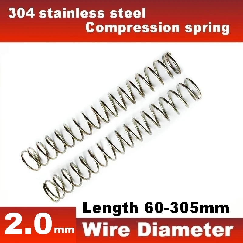 

304 stainless steel compression spring,WireDia2.0mm,Outer Dia12-30mm,Length60-305mm Damping spring