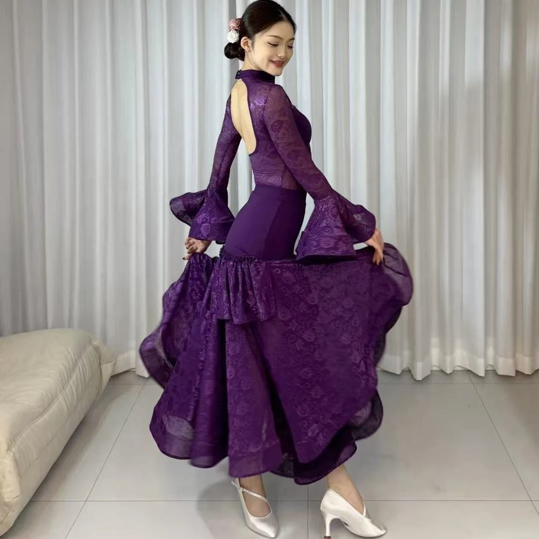 Nuovo abito da ballo da sala bianco abbigliamento da competizione donna ballo di fine anno club valzer spettacolo di danza costume abbigliamento da pratica latino BL14556