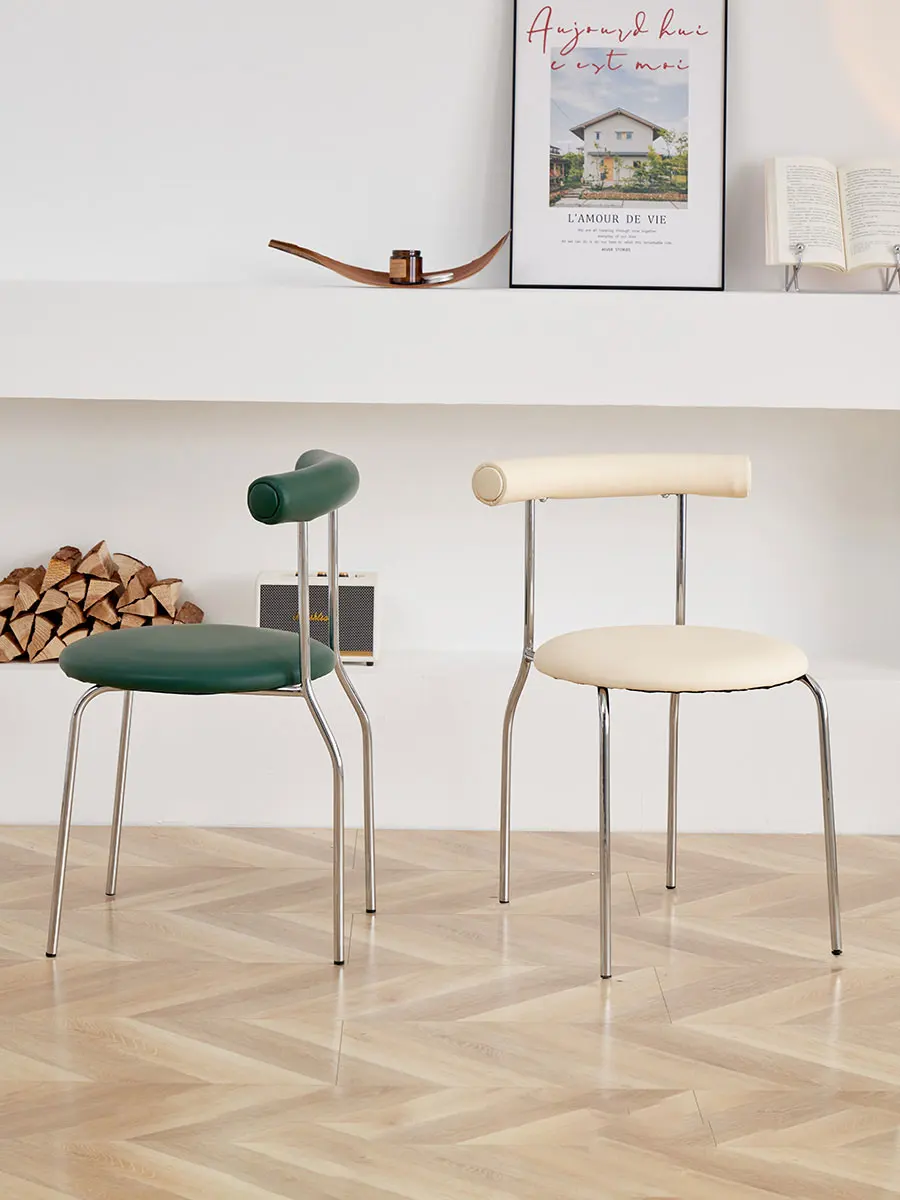 

#q forSuper Fei Cream Dining Chair, Home Simple Modern Backrest Chair Retro Light Luxury Chair*