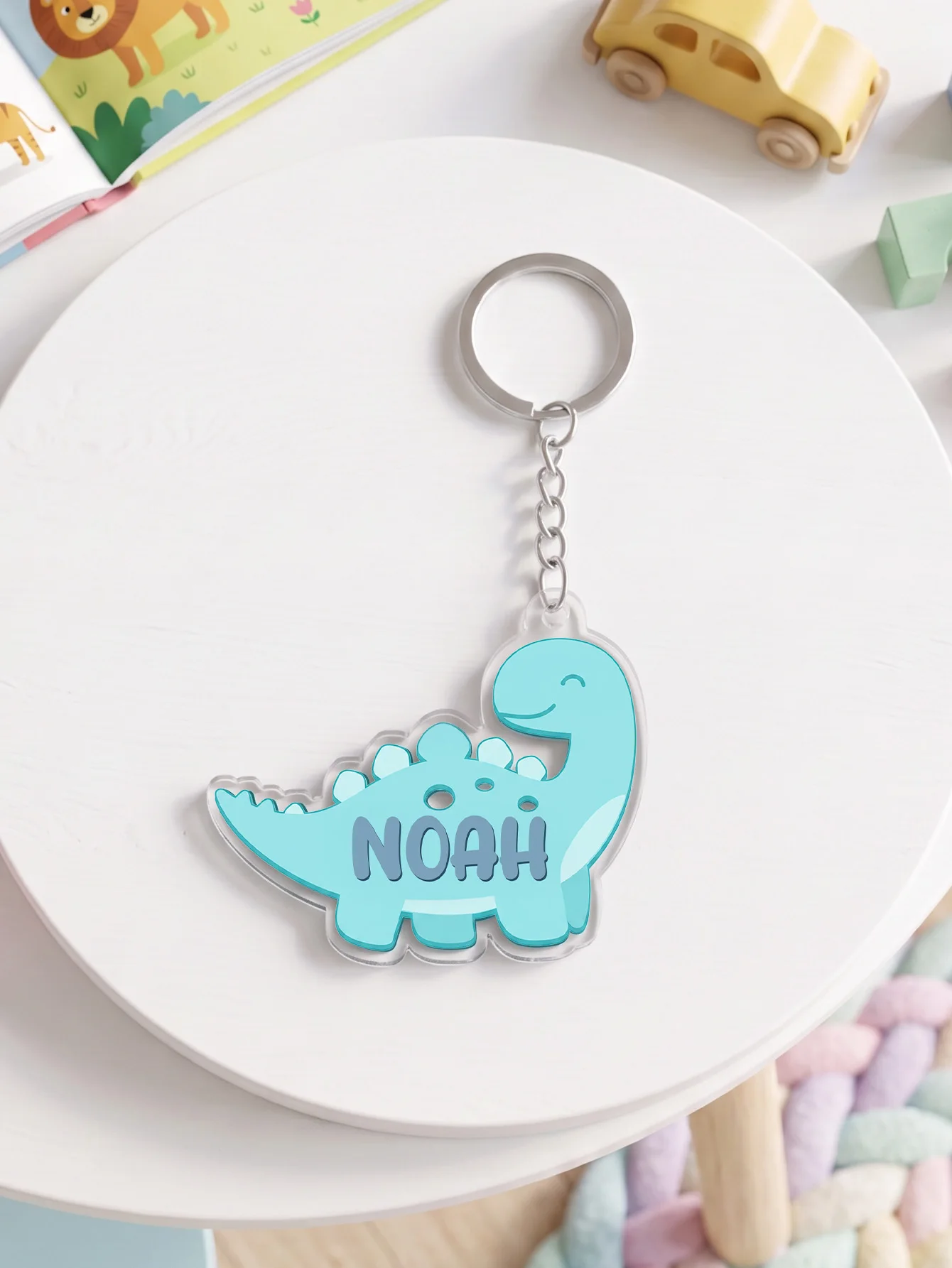 Custom Dinosaur Name Keychain, Personalised Gift for Kids