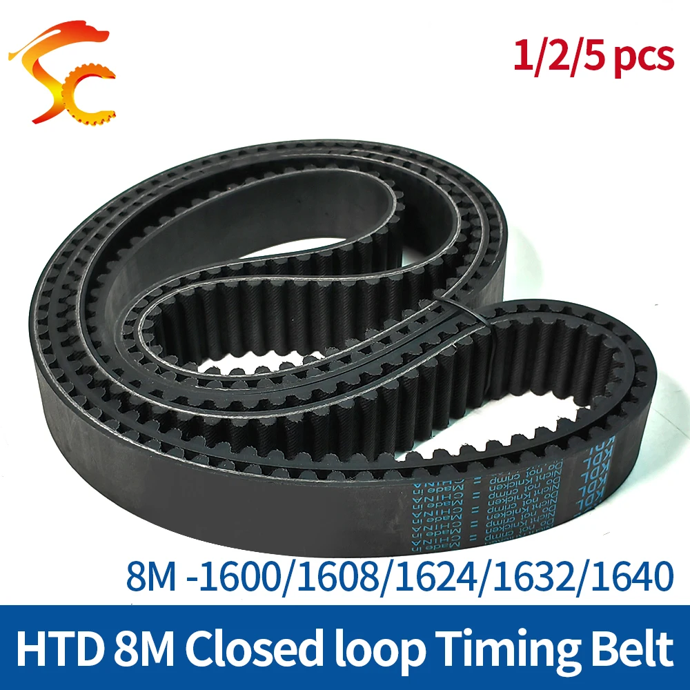 

1/2/5pcs HTD 8M Timing Belt Length 1600/1608/1624/1632/1640 Width 20 25 30 40mm Rubber Closed Loop Synchronous Belt