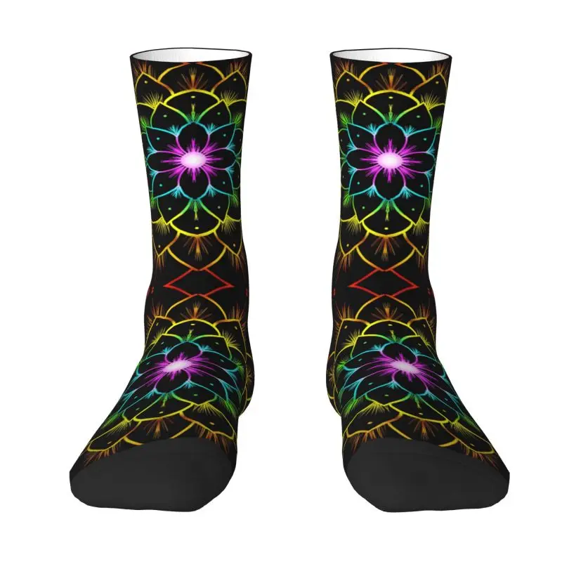 Pride Lotus Mandala Men's Crew Socks Unisex Fun Meditation Flower Pattern Spring Summer Autumn Winter Dress Socks