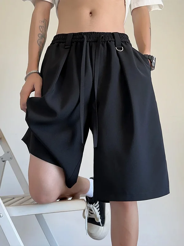 

Мужские повседневные брюки из ледяного шелка: летние, охлаждающие, модные, прямого кроя, свободные, струящиеся, длиной до колена