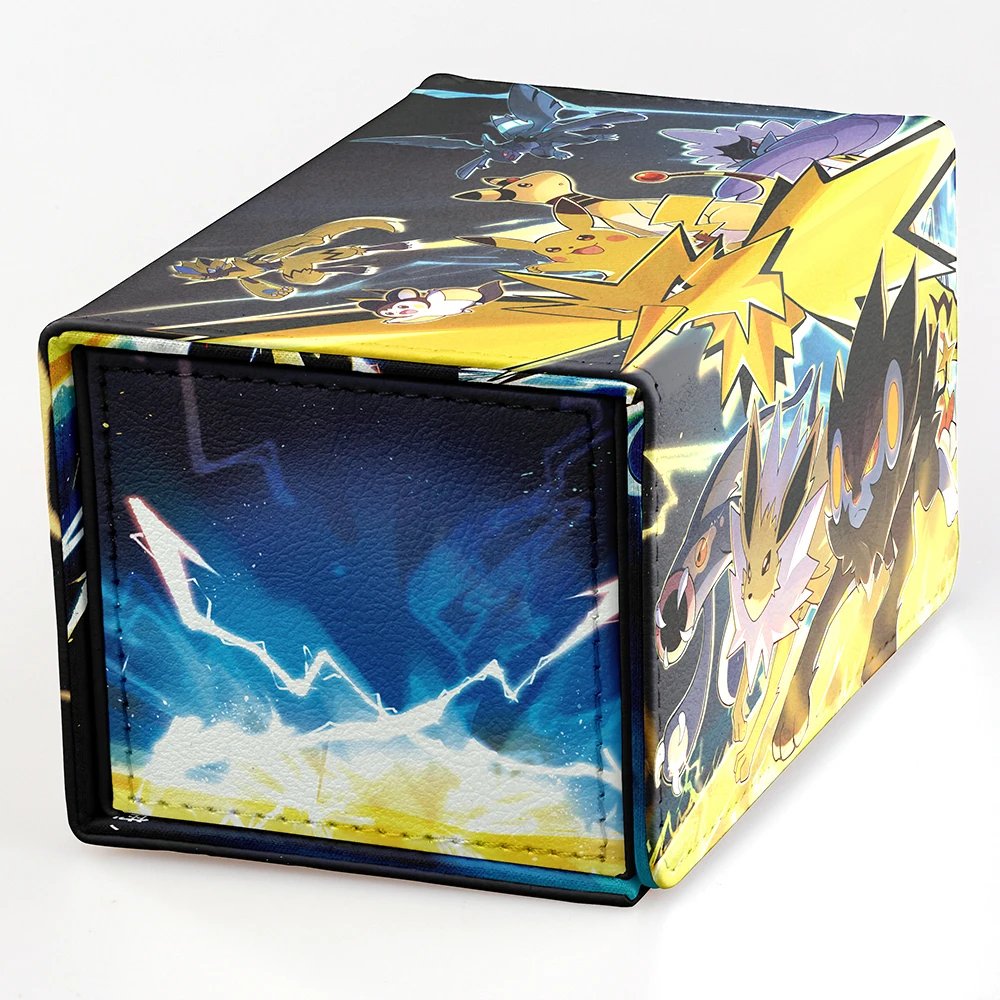 Gacha صندوق بطاقات متين صندوق أفقي مع صينية النرد 100 + صندوق تخزين البطاقات يناسب بطاقة TCG PTCG الجلدية المغناطيس القابلة للجمع