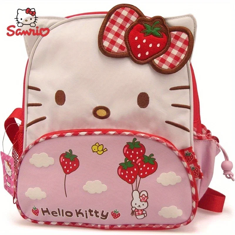 Sanrio HelloKitt Kindergarten Strawberry Bow Cat Backpack Cute Cartoon Anime Large Capacity Girl Heart Child Dedicate School Use