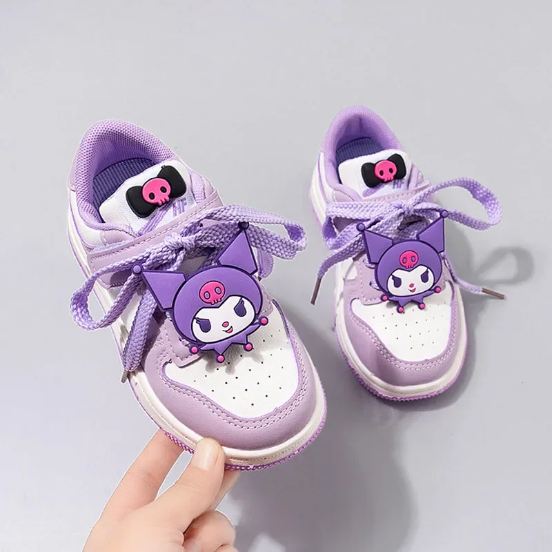 Sanrio Kuromi Children\'s Casual Shoes Girls Cute Cartoon Comfortable Board Shoes Breathable Non Slip Running Shoes Sneakers