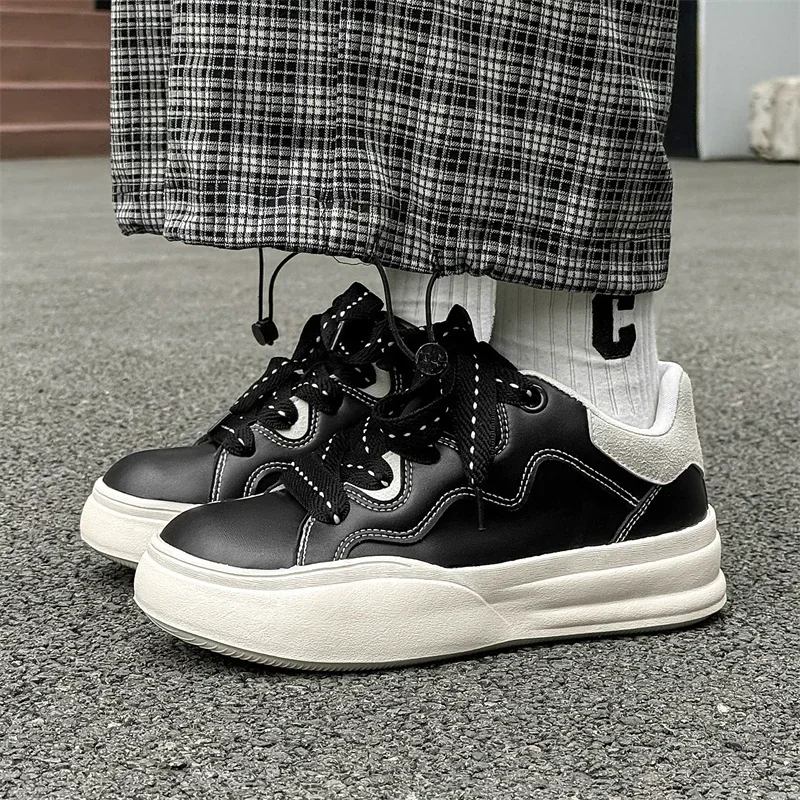 

2024, модные новые туфли высокого класса на шнуровке с большой головкой, маленькие белые туфли, женские туфли на толстой подошве с приподнятой платформой и облаком