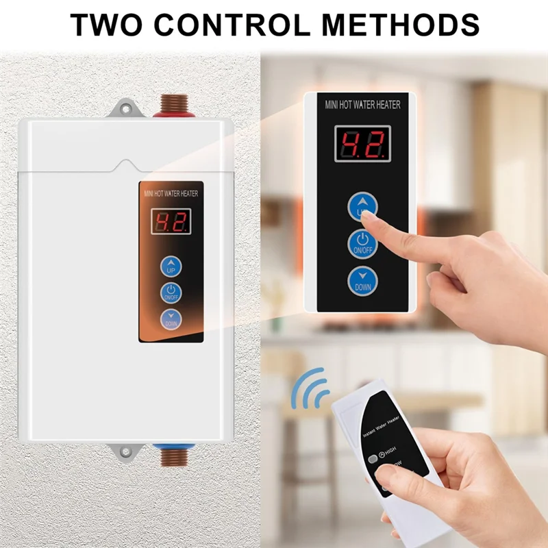 AA86 الولايات المتحدة التوصيل ، 3000 واط Tankless سخان المياه الكهربائية ، سخان الماء الساخن الفوري مع جهاز التحكم عن بعد ، LCD شاشة تعمل باللمس المياه الحرارة-B Du