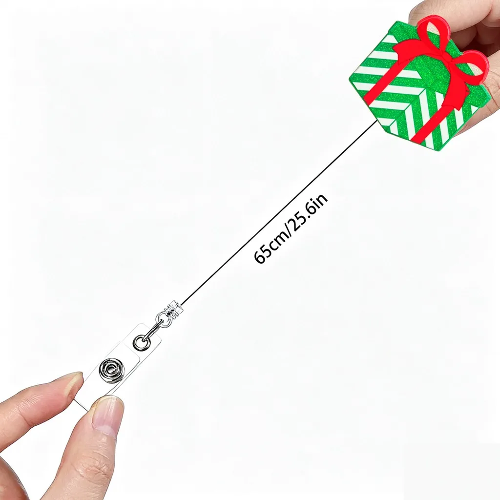 Name Badge Holder Retractable Rotatable ID Card Holder Christmas Badge Reel Festive Office ID Holder For Office Workers Work Ids