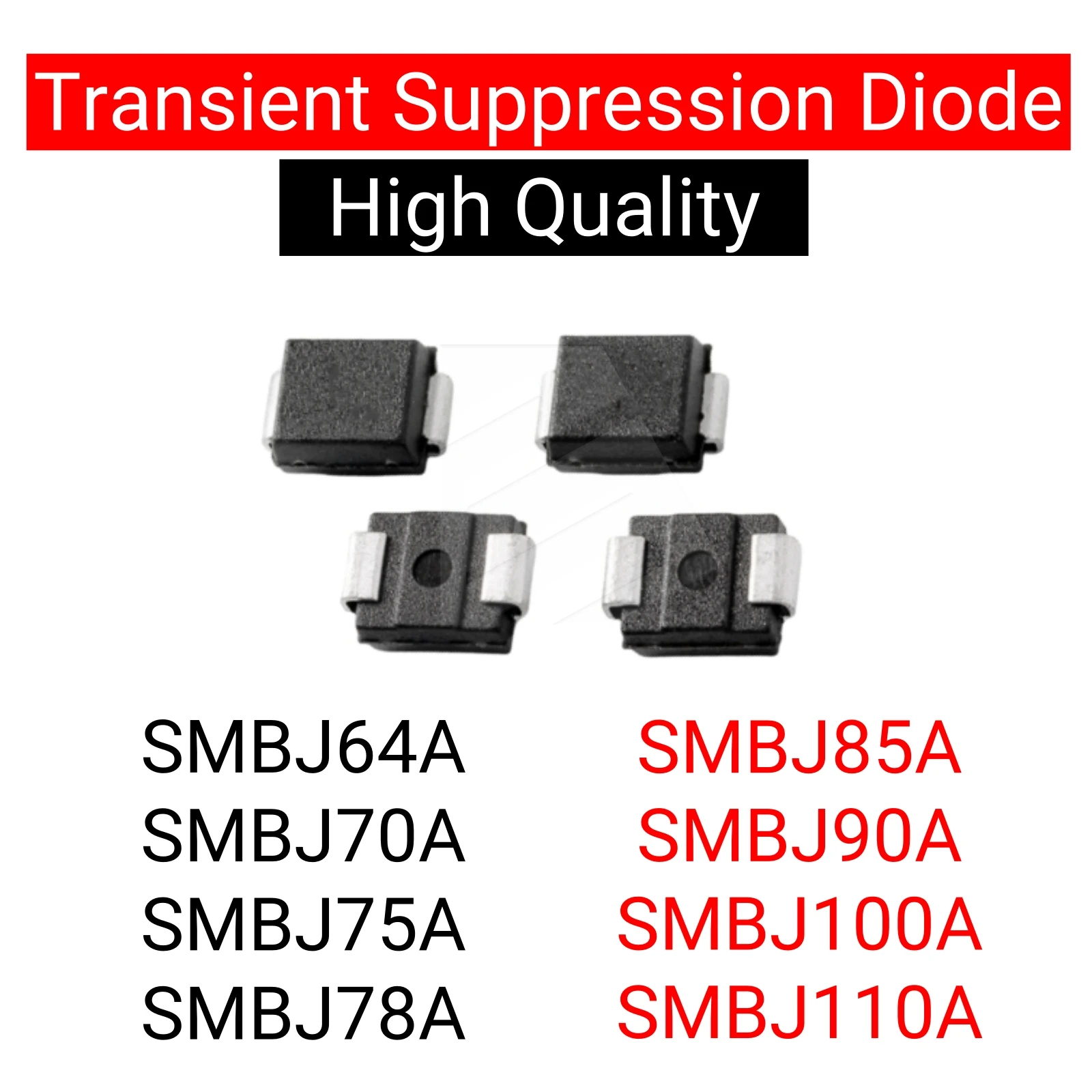 20PCS Unidirectional TVS SMBJ64A SMBJ70A SMBJ75A SMBJ78A SMBJ85A SMBJ90A SMBJ100A SMBJ110A Transient Suppression Diode SMB