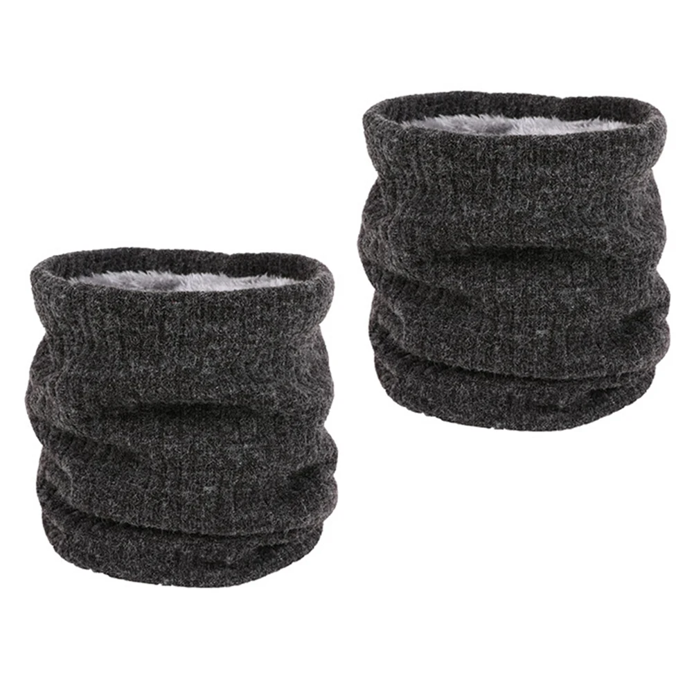 

2Pcs Warm Circle Scarf Knit Double Layer Collar Men Women Fashionable Soft Polyester Cozy Winter FallAccessory