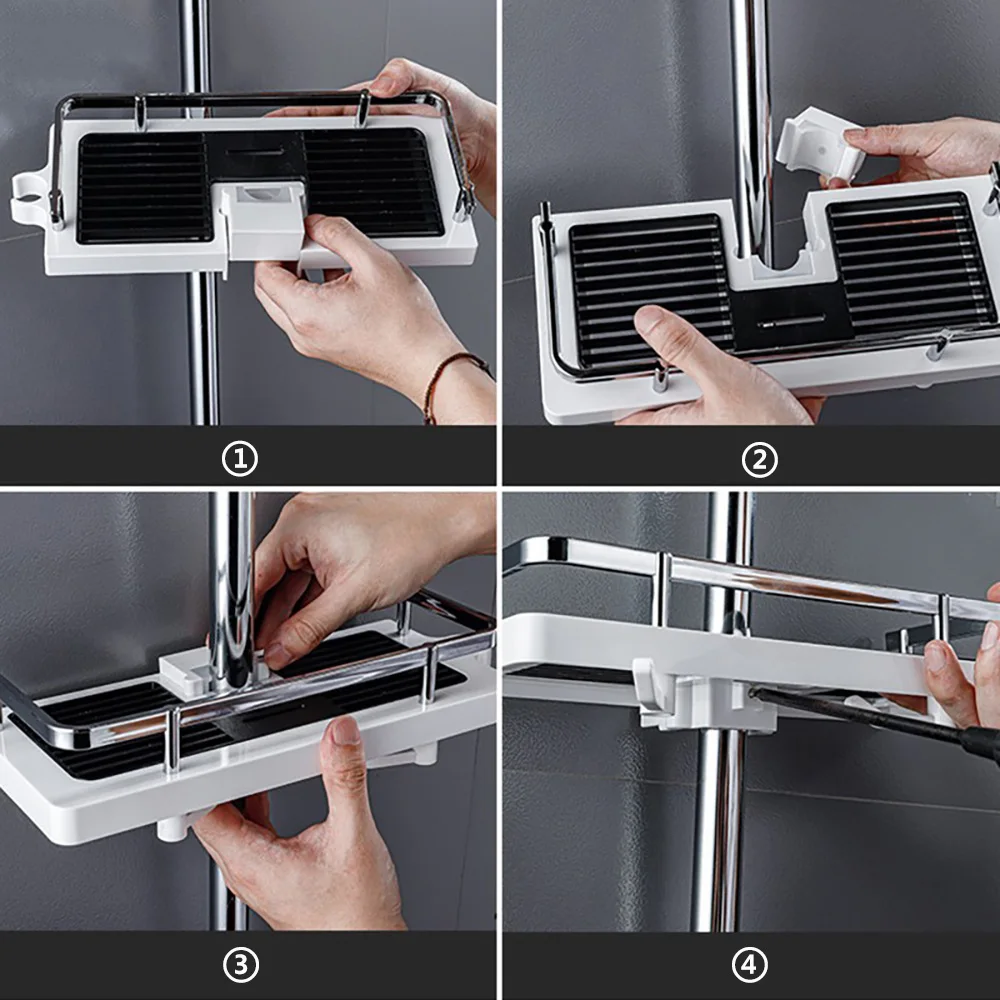 Полка для ванной комнаты, держатель для хранения душа, полки для стойки, подставка для шампуня, подставка без сверления, подъемный стержень,