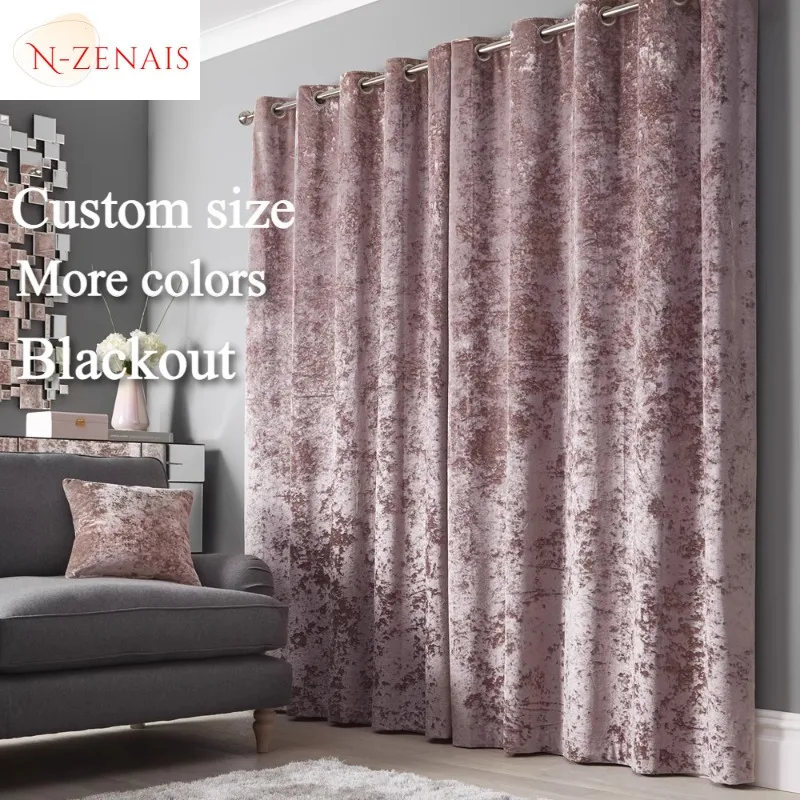 

European Luxury Velvet in Pink Ice Flower Blackout Curtains for Living Room Bedroom Dining Romantic Custom Size White Tulle