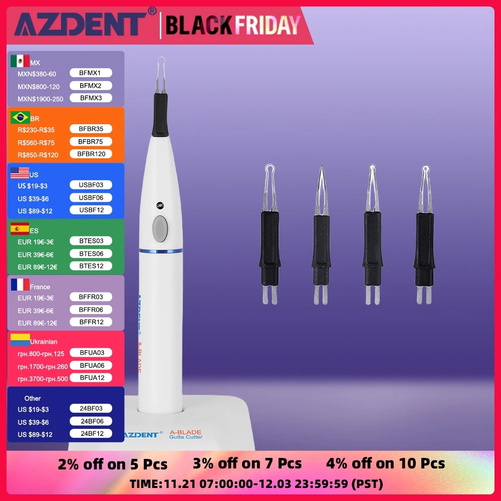 AZDENT Dental Endo Gutta Teeth Whitening Oral Hygiene Dental Equipment Tooth Gum Cutter Dental Cutta Percha with 4 Tips