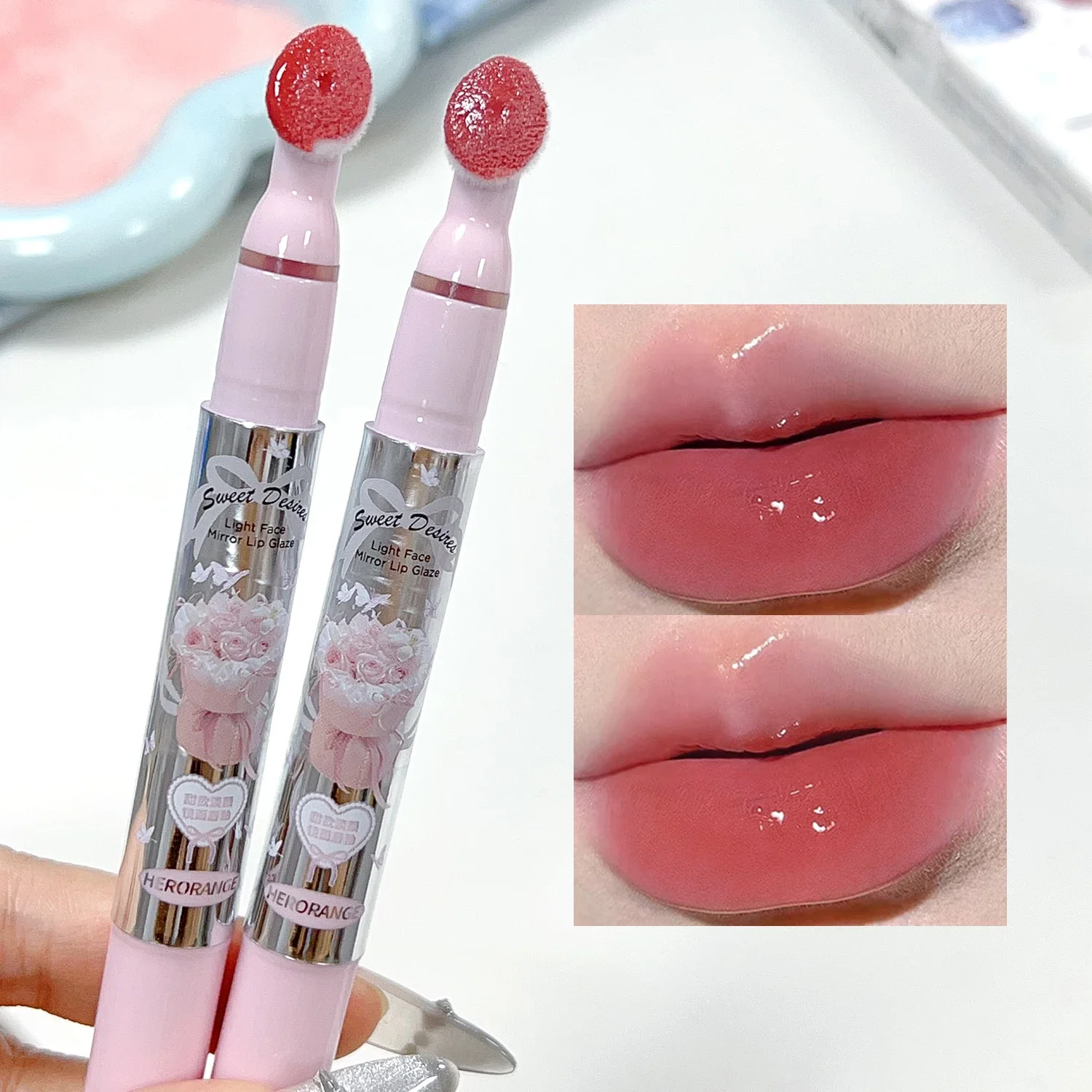 Feuchtigkeitsspendende Spiegel Glas Lip Gloss Make-Up Rot Sexy Licht Lip Glasur Wasser Klar Lippenstift Nicht Stick Tasse Flüssige Lippen Tönung Kosmetik