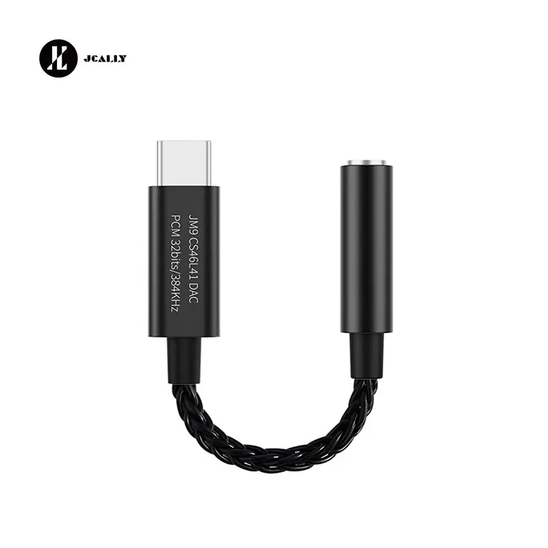 JCALLY JM9 Type-C To 3.5mm Adapter Cable DAC Chip CS46L41 For Android Hi-res Earphone Adapter Support PCM 384KHz/32bit and Calls