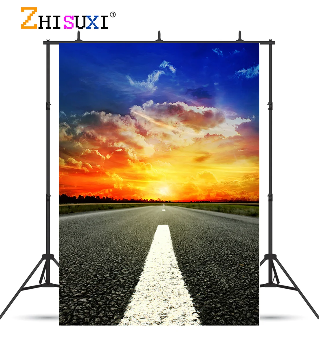 ZHISUXI Highway Natural Scenery Photography Background Travel Landscape Vinyl Photo Backdrops Studio Props  2162 TKGL-01