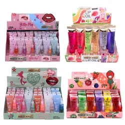 24Pcs 2 in 1 Cute Heart Sequins Glitter Lip Gloss Clear and Color Changing Moisturizing Lip Jelly Lips Care Lips Makeup