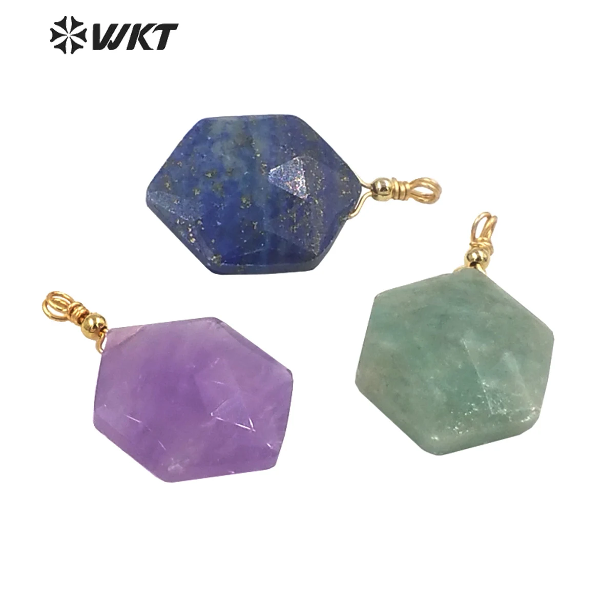 

WT-P1940 WKT 2023 NEW Style Gemstone Pendant Hexagon Shape For Jewelry Wedding Pendant Jewelry 18K Gold