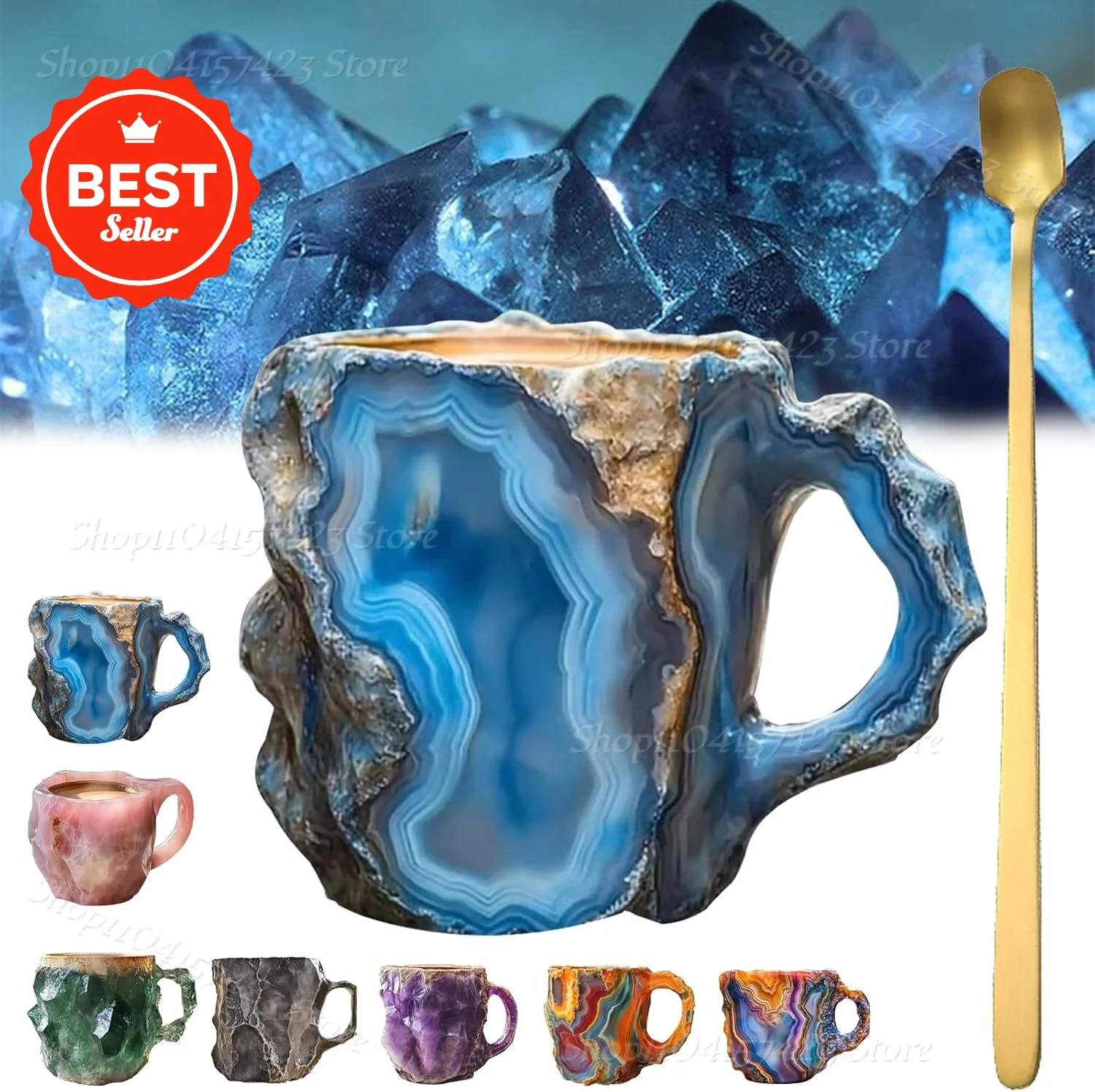 Mineral Crystal Coffee Mugs,2024 New Multi-Colored Mineral Crystal Coffee Mug,Natural Mineral Crystal Coffee Mug,Christmas Mugs