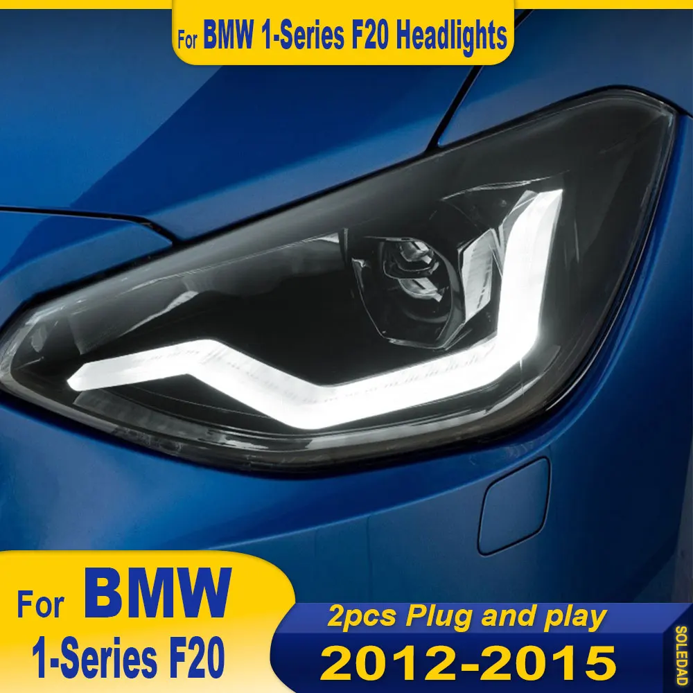 2PC Car Headlight For BMW 1 Series F20 2012 2013 2014 2015 LED Car Lamps Daytime Running Lights Dynamic Turn Signals Accessories