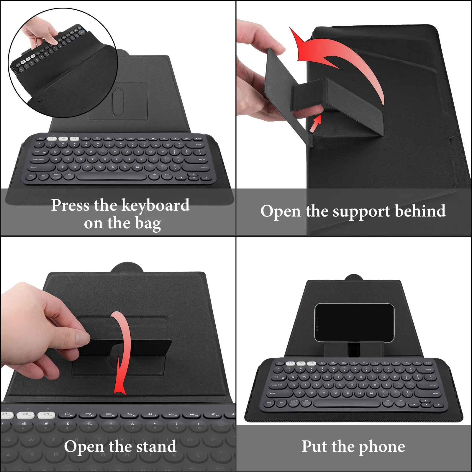 Casing Keyboard Geekria Compact, Casing Perjalanan Kulit Vegan dengan Tempat Ponsel dan Tablet