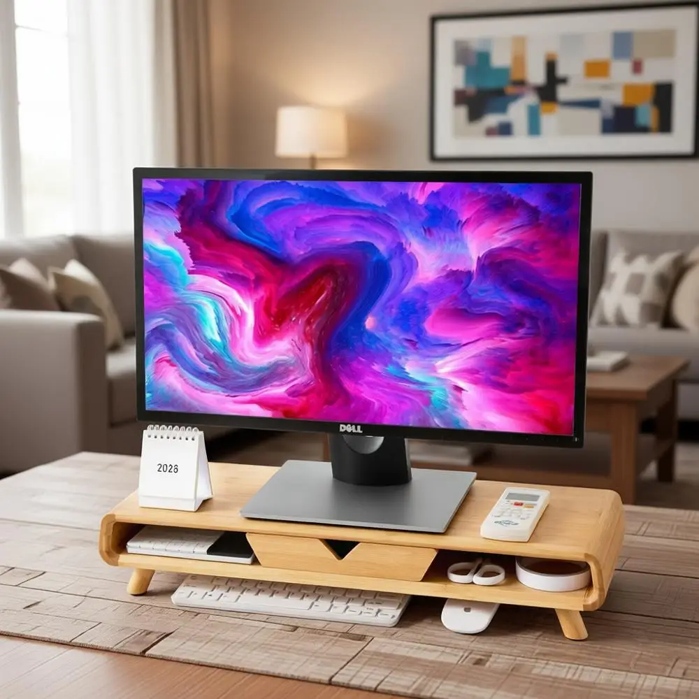 

Элегантная эргономичная деревянная подставка для монитора с регулируемой высотой, не требует сборки