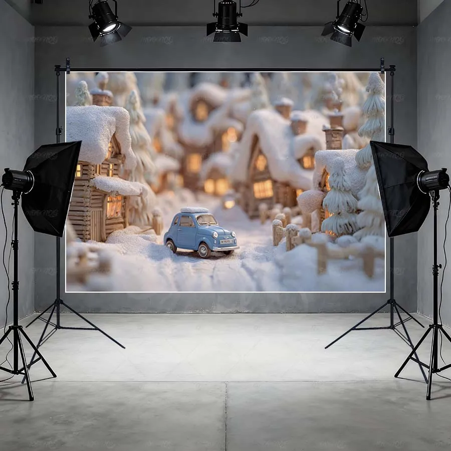 MOON.QG عيد الميلاد مسار صورة خلفية منزل غابة الصنوبر الشتاء الثلوج الخلفيات للتصوير الفوتوغرافي الأطفال فوتوزون ديكور جدار