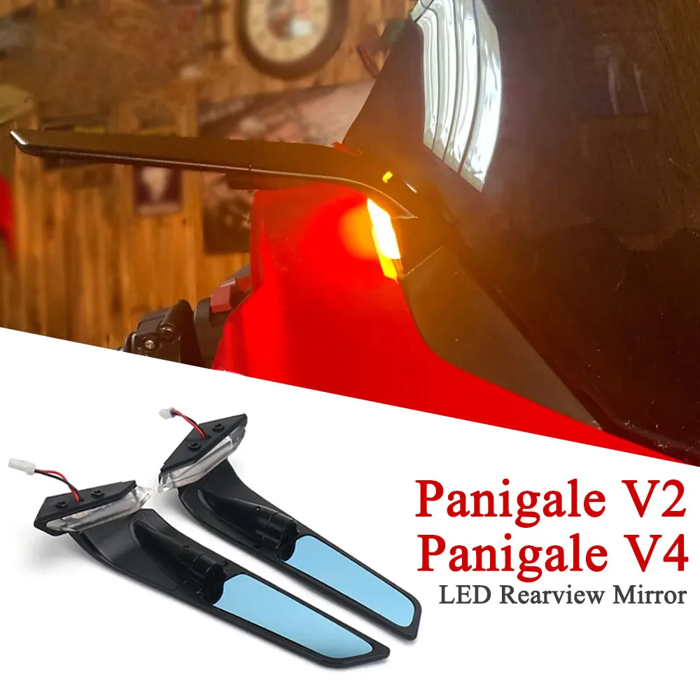 

New Motorcycle For Ducati Panigale V2 2020-2024 PANIGALE V4 2018-2024 Rearview Mirrors with LED Rotating Adjustable Wing Mirrors
