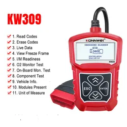 Professional KONNWEI KW309 OBD2 Scanner Fault Code Reader OBD Repair Diagnostics Tools ELM327 Car Engine Diagnostic-Scanner