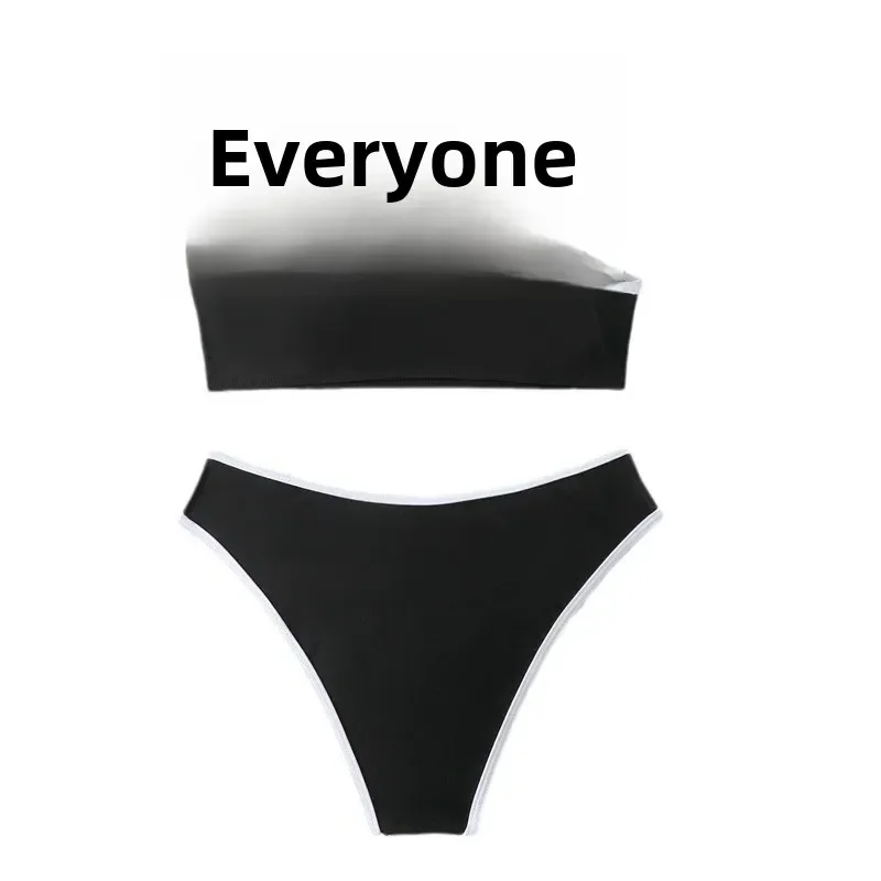 Сексуальный купальник-бикини, женский топ с двойными бретелями, низ с высокой талией, треугольный отдельный купальник, модная пляжная одежда