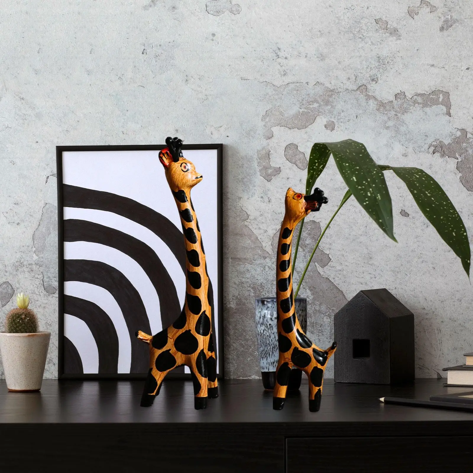 Couple Giraffe Sculpture Crafts Modern for Farmhouse Living Room NightStand