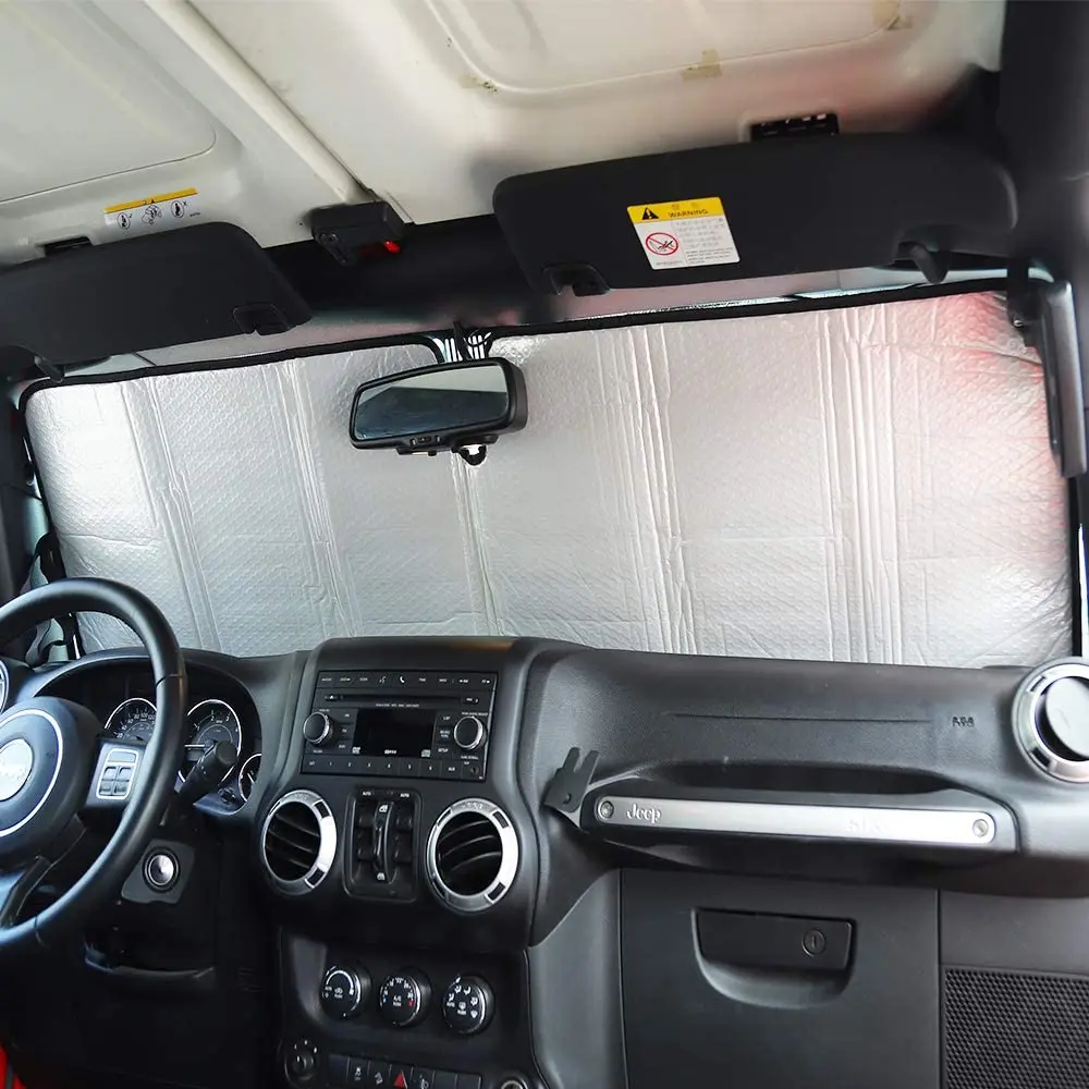 Windshield Sun Shade For Jeep Wrangler TJ JK JKU 1997-2018  Sunshades Heat Shield Aluminum Foil Triple Laminate Structure