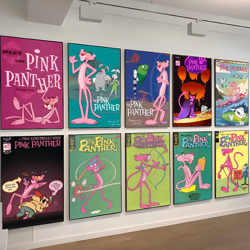 لطيف الكرتون النمر الوردي المشارك ذاتية اللصق الفن للماء ورقة ملصق مقهى بار غرفة جدار ديكور